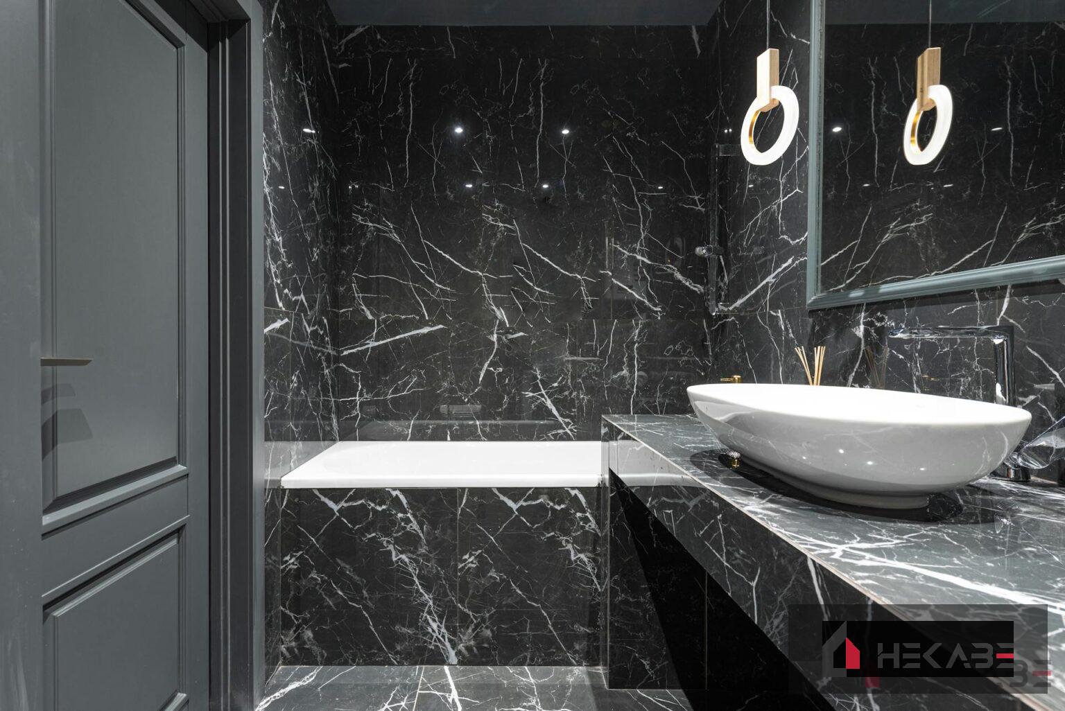 Lazienka premium czarny marmur Nero Marquina Damrota Katowice Hekabe 1