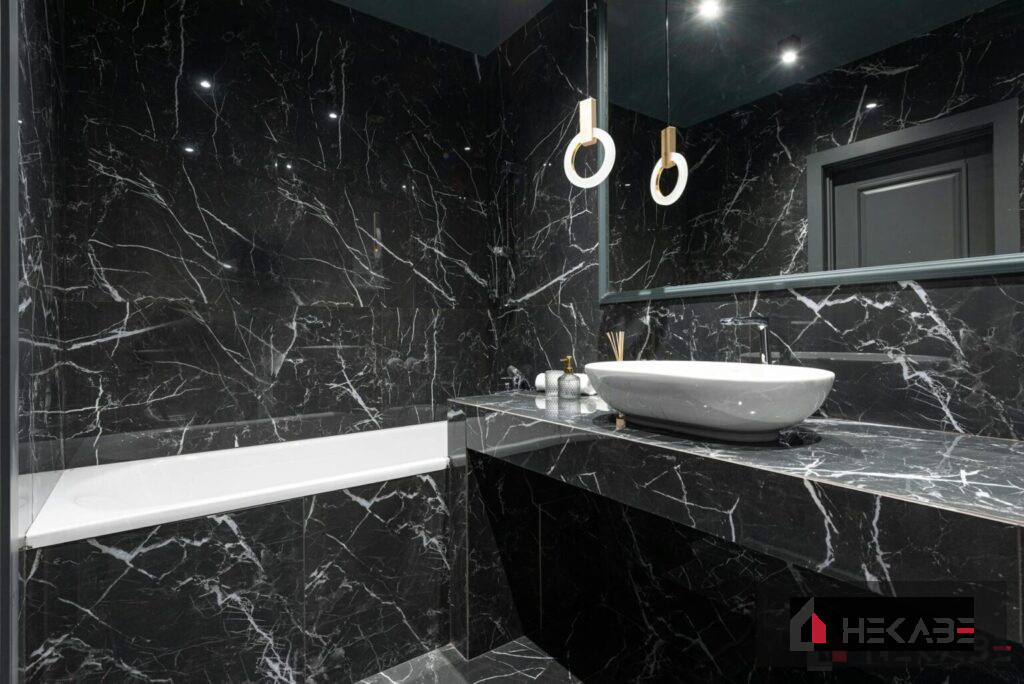 Lazienka premium czarny marmur Nero Marquina Damrota Katowice Hekabe 3