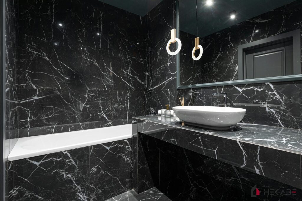 Łazienka Damrota Katowice — projekt Hekabe, wykończenia wnętrz premium