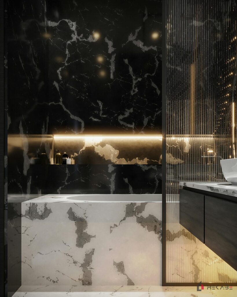 Łazienka Smolna Katowice — projekt Hekabe, wykończenia wnętrz premium