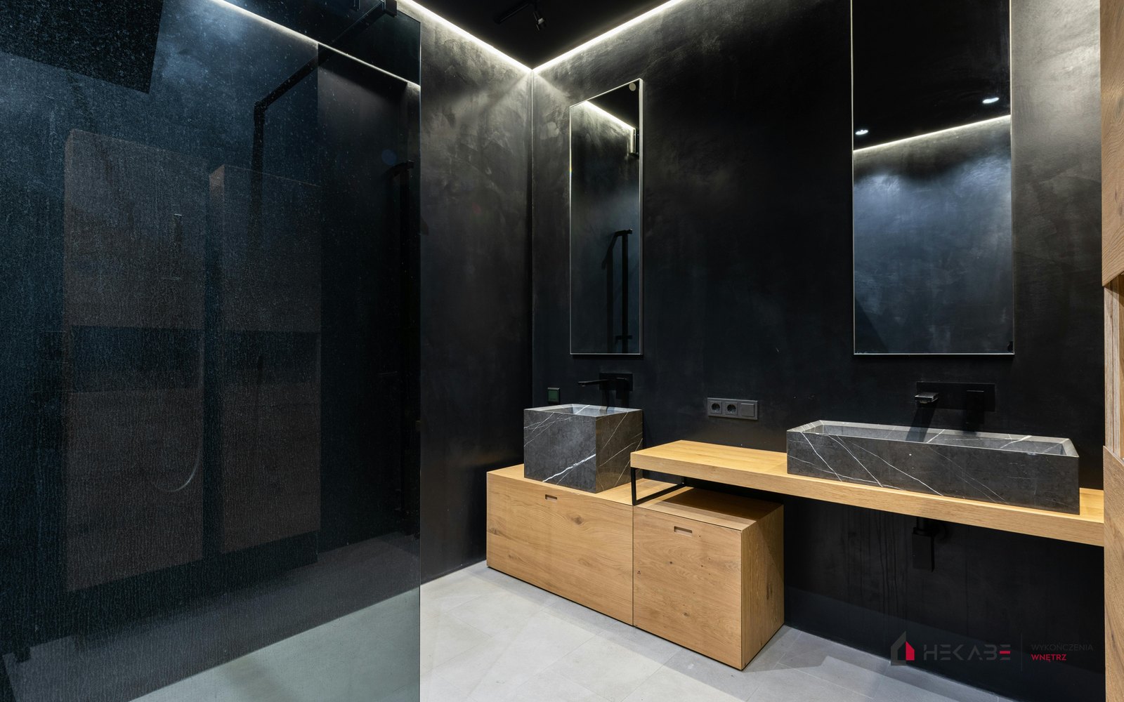 Mikrocement Katowice — łazienka bez fug, Hekabe