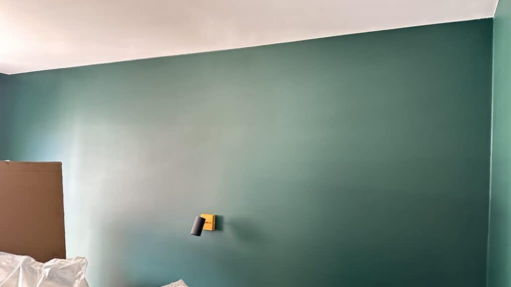 Profesjonalnie pomalowana ściana w kolorze butelkowej zieleni — Hekabe Katowice